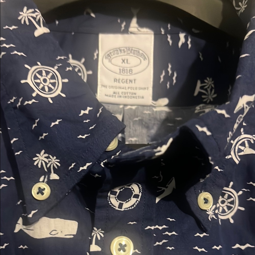 Brooks Brothers Blue and White Casual Button Down Shirt